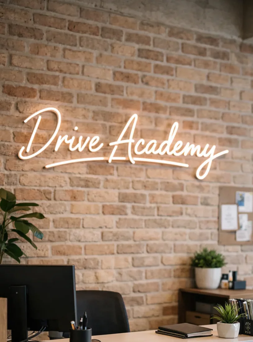 Néon led pour Drive Academy par Atelier Gambetta